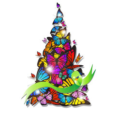 abstract christmas tree with ribbons - 538197279