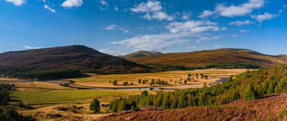Panorama of Glen Shee in Perthshire, Scotland