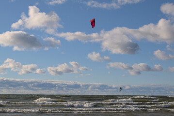 kite surfing on the lake air shot