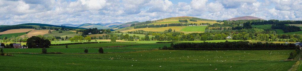 Fototapeta na wymiar Panorama of scottish landscape near Blairgowrie, Scotland