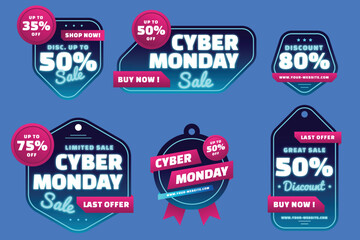 gradient cyber monday labels collection vector design illustration