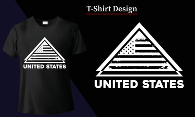 American flag t-shirt design vintage illustration USA. United states patriotic day retro vector typography T-shirt grunge art. National independence freedom july tee style apparel symbol background