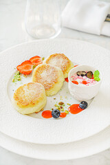 cottage cheese pancakes with sour cream