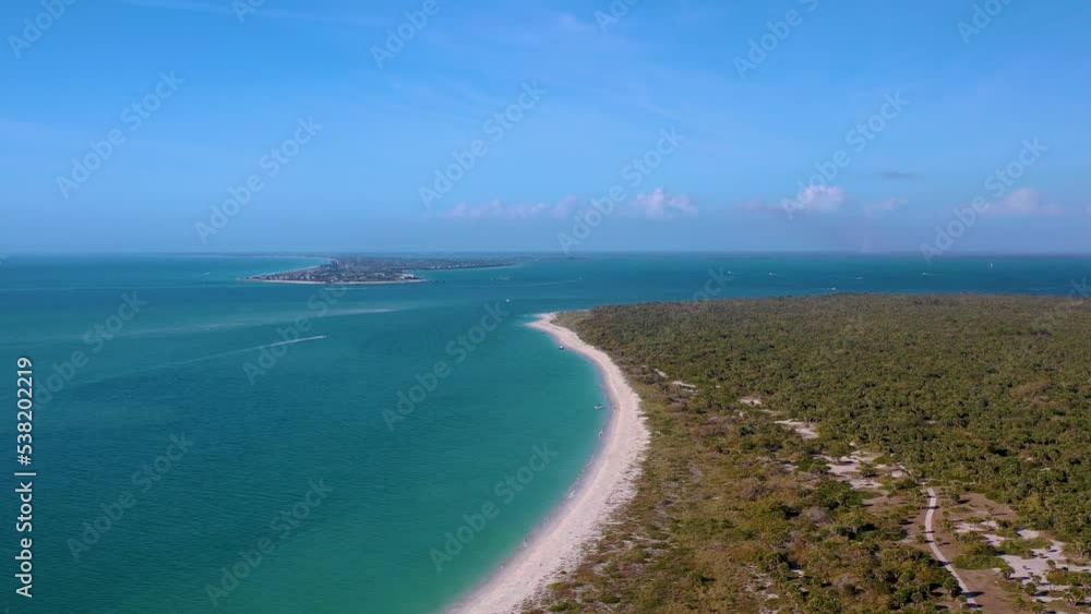 Canvas Prints Aerial drone footage of the beach and coastline at Cayo Costa State Park in Florida, USA