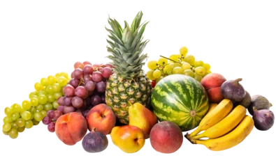  PNG.  Tropical fruits pineapple, watermelon, grapes, peaches, pears, figs, tangerines, bananas  © Nataliya Schmidt
