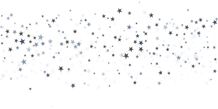 Silver Stars Vector Background, Sparkling Christmas Confetti Falling Isolated On White. Magic Shining Flying Stars Glitter Backdrop, Sparkle Border