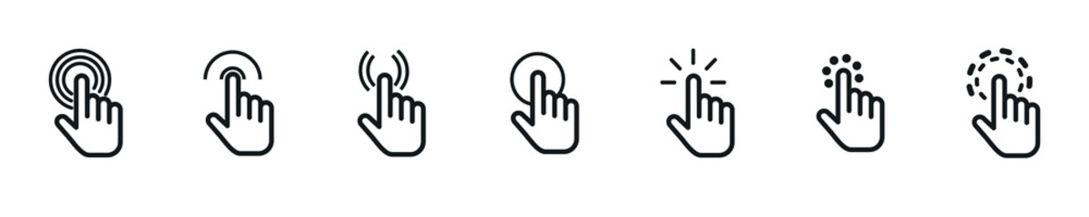 Cursor set icon. Mouse click cursor. Cursor and loading icons collection. Vector illustration.
