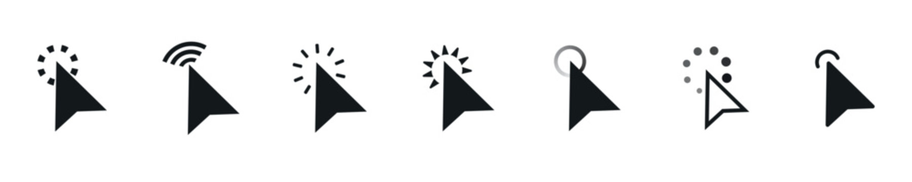 Cursor set icon. Mouse click cursor. Cursor and loading icons collection. Vector illustration.
