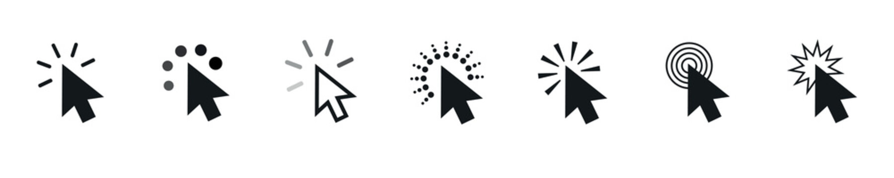 Cursor set icon. Mouse click cursor. Cursor and loading icons collection. Vector illustration.