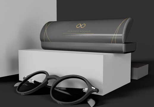 Eyeglass with Case Mockup