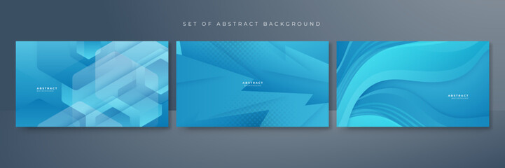 Set of modern blue abstract background with corporate concept and modern trendy fresh color for presentation design, flyer, social media cover, web banner, tech banner, business, and webinar