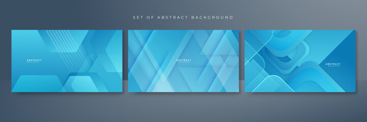 Set of modern blue abstract background with corporate concept and modern trendy fresh color for presentation design, flyer, social media cover, web banner, tech banner, business, and webinar