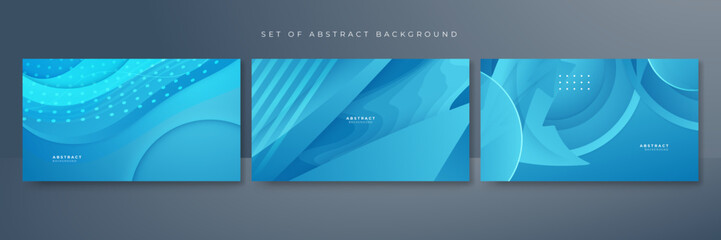 Set of modern blue abstract background with corporate concept and modern trendy fresh color for presentation design, flyer, social media cover, web banner, tech banner, business, and webinar