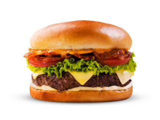 fresh tasty burger isolated on transparent background