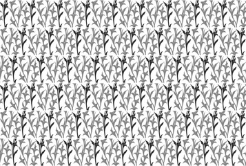 Seamless vector line art pattern made of blooming gladiolus flowers