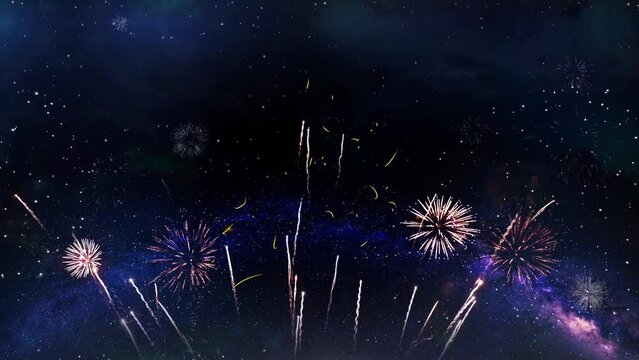 70th Happy Birthday Text Typography Particles Fireworks Explosion Sparks Night Sky Background. Greeting card, birthday card, invitation, Celebration, party, holiday, wish festive decoration concept