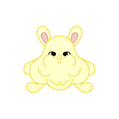 Fat rabbit Cartoon. fleshy hare isolated. Vector illustration
