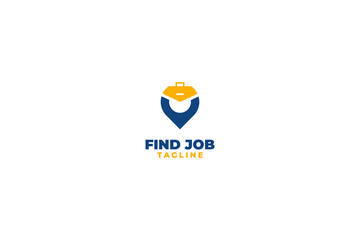 Flat pin job logo design vector template illustration