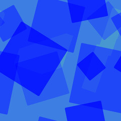 Fototapeta premium Abstract seamless pattern of randomly arranged overlapping transparent rectangles,squares of blue tones on azure background.Layering effect.For fashion fabrics,clothes,home decor,cards,templates
