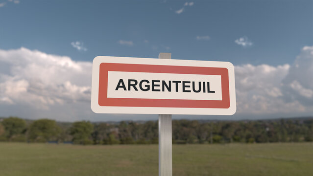 Panneau de la ville de Argenteuil. Entrée dans la municipalité.
