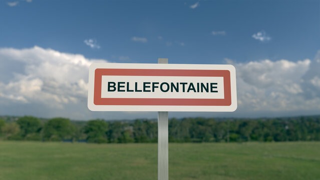 Panneau de la ville de Bellefontaine. Entrée dans la municipalité.
