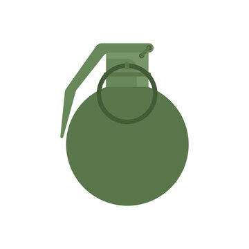 Military green grenade. Army explosives. Vector illustration