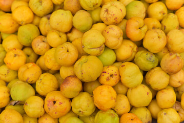 Counter with yellow exotic fruit