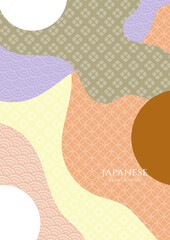 Modern Japanese style poster design background. Vector illustration. Abstract background set. Japanese pattern design. Traditional of Japan. Asian poster concept. Vintage art.