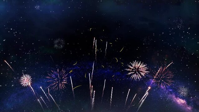 50th Happy Birthday Text Typography Particles Fireworks Explosion Sparks Night Sky Background. Greeting card, birthday card, invitation, Celebration, party, holiday, wish festive decoration concept