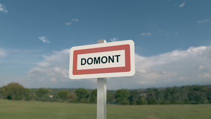 Panneau de la ville de Domont. Entrée dans la municipalité.