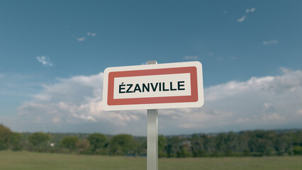 Panneau de la ville de Ézanville. Entrée dans la municipalité.
