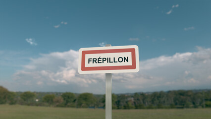 Panneau de la ville de Frépillon. Entrée dans la municipalité.