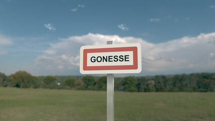 Panneau de la ville de Gonesse. Entrée dans la municipalité.