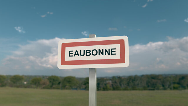 Panneau de la ville de Eaubonne. Entr&eacute;e dans la municipalit&eacute;.