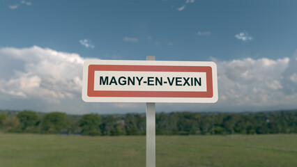 Panneau de la ville de Magny-en-Vexin. Entrée dans la municipalité.