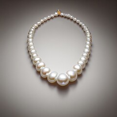 Fototapeta premium Shiny realistic white pearl necklace on light background