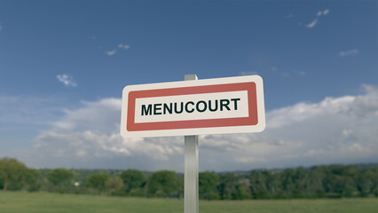 Panneau de la ville de Menucourt. Entrée dans la municipalité.