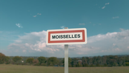 Panneau de la ville de Moisselles. Entrée dans la municipalité.