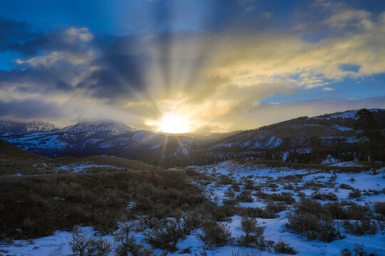 Sunrise over the Lamar Valley of Yellowstone National Park