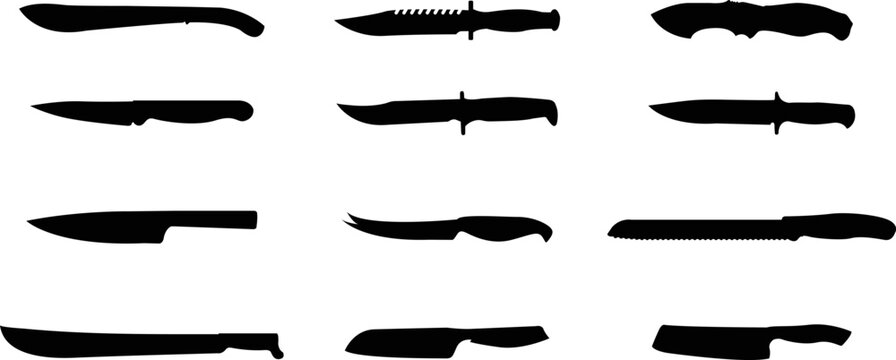 A vector collection of knives and blades for artwork compositions
