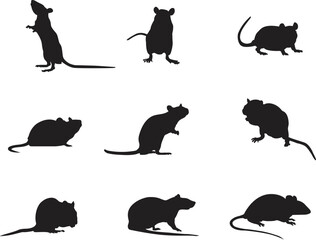 A vector silhouette collection of rodents for artwork compositions.