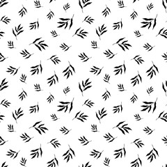 Seamless tropical leaf pattern. Black and white botanical pattern. Floral digital paper in a minimalistic Scandinavian style.