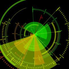 futuristic radial user interface measuring widgets