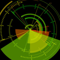 futuristic radial user interface measuring widgets