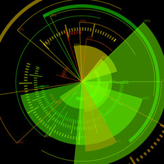futuristic radial user interface measuring widgets