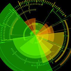futuristic radial user interface measuring widgets