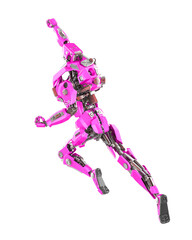 cyber mechis is flying up very fast rear view