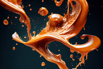 splash explosion caramel - obrazy, fototapety, plakaty