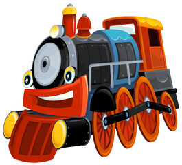 cartoon scene with old type locomotive train isolated illustration for children