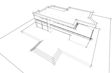 architectural sketch of a house